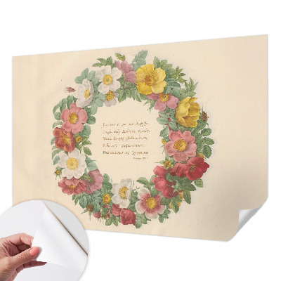 3D fototapet med blommig kransdesign