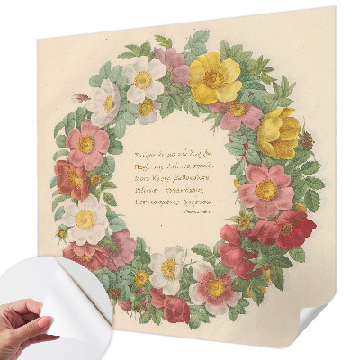 3D fototapet med blommig kransdesign