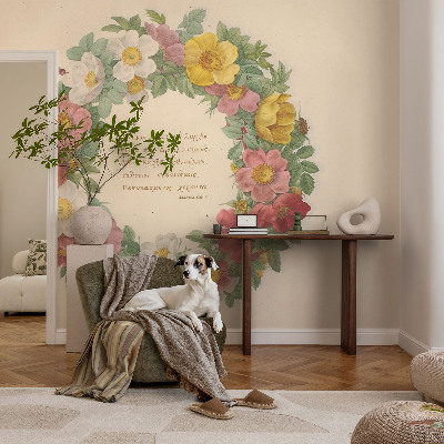 3D fototapet med blommig kransdesign