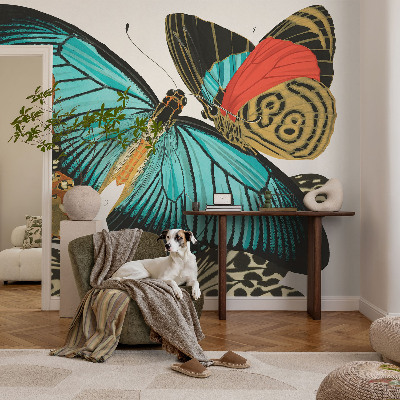 Fototapet barnrum Färgglada fjärilar