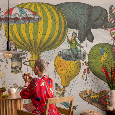 Självhäftande fototapet med motiv av en ballongresa