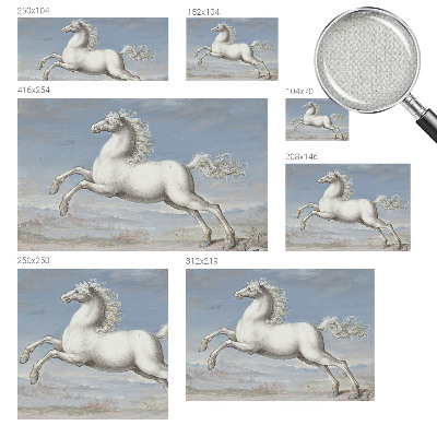 3D fototapet med motiv av hästar i hopp