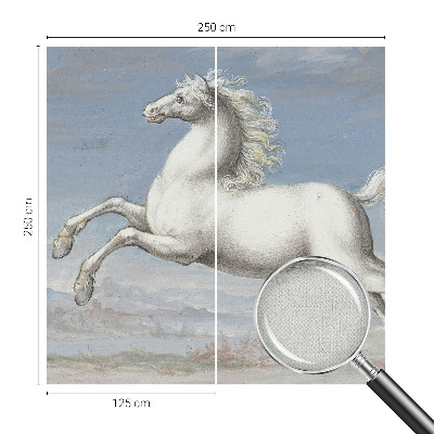 3D fototapet med motiv av hästar i hopp