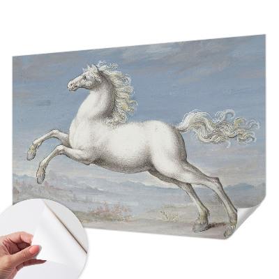 3D fototapet med motiv av hästar i hopp