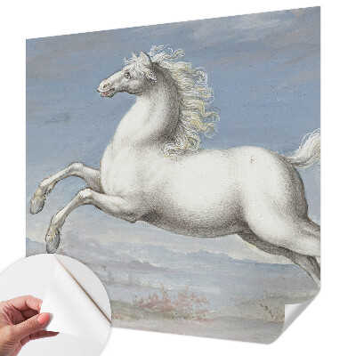 3D fototapet med motiv av hästar i hopp