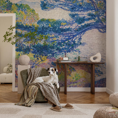 3D fototapet med ett impressionistiskt landskap