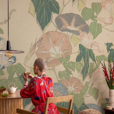 Fototapet för barn med blommigt mönster i elegant design