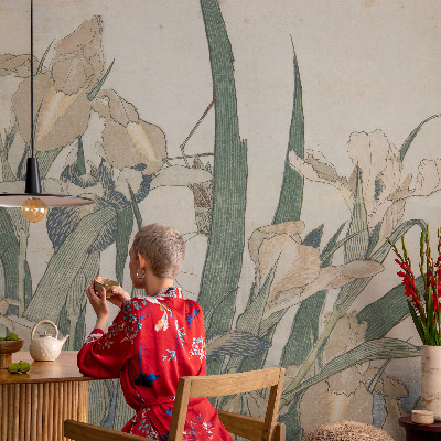 Självhäftande fototapet med delikata iris-motiv