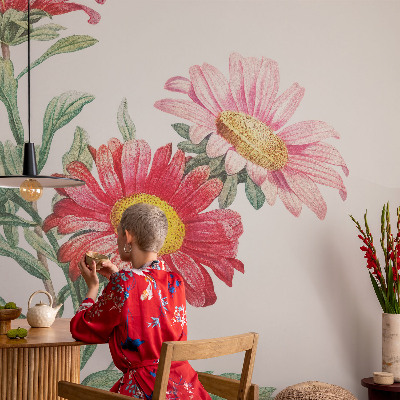 Peel and stick fototapet med motiv av ömtåliga blommor