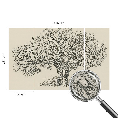 Peel and stick fototapet med en illustration av ett träd