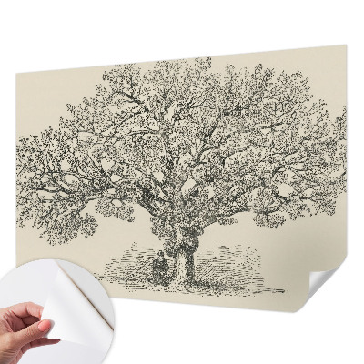 Peel and stick fototapet med en illustration av ett träd