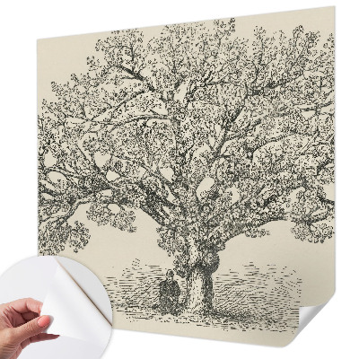 Peel and stick fototapet med en illustration av ett träd