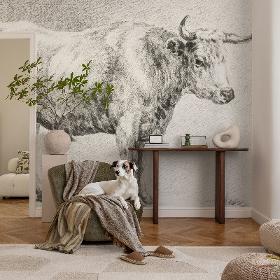 3D fototapet med motiv av en tjurpenna