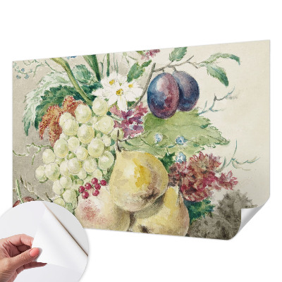 Fototapet barnrum med motiv av blommor och frukter