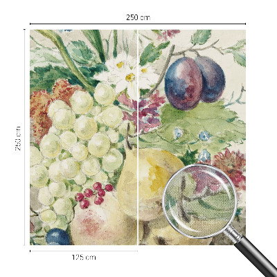 Fototapet barnrum med motiv av blommor och frukter