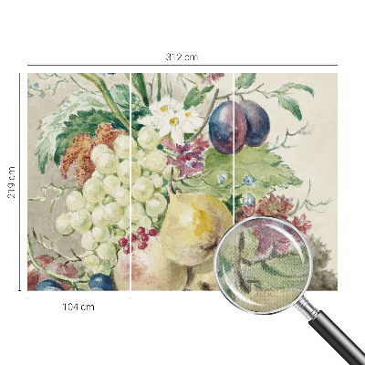 Fototapet barnrum med motiv av blommor och frukter