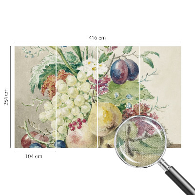 Fototapet barnrum med motiv av blommor och frukter