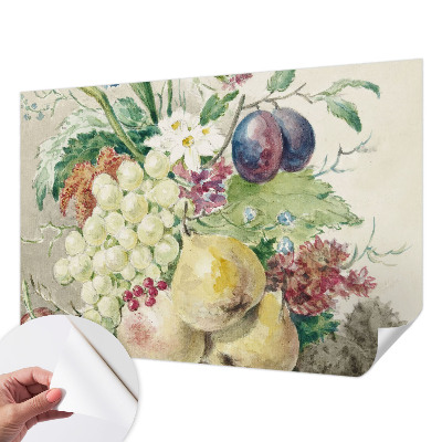 Fototapet barnrum med motiv av blommor och frukter