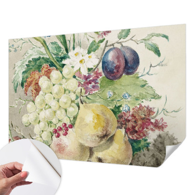 Fototapet barnrum med motiv av blommor och frukter