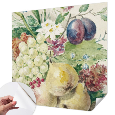 Fototapet barnrum med motiv av blommor och frukter