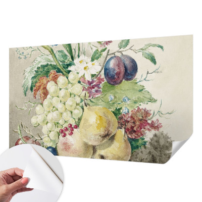 Fototapet barnrum med motiv av blommor och frukter