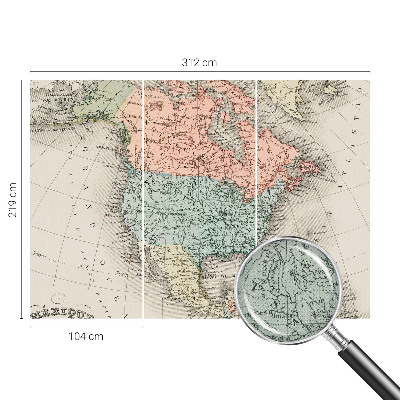 3D fototapet med motiv av en historisk karta