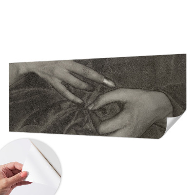 Självhäftande fototapet med motiv föreställande händer i naturlig stil