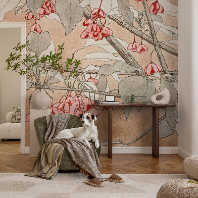 3D fototapet med blommigt motiv