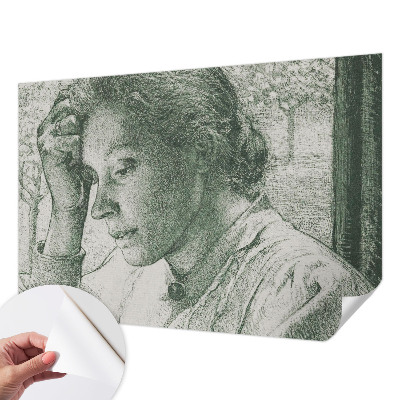 Självhäftande fototapet med motiv av en reflekterande kvinna