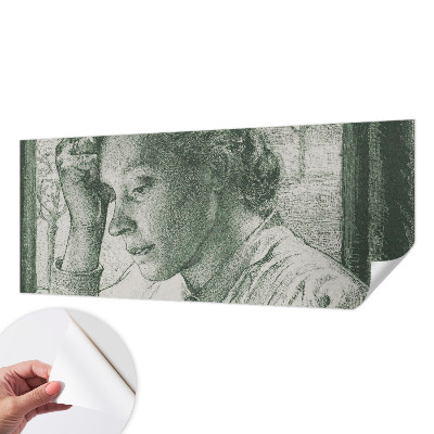 Självhäftande fototapet med motiv av en reflekterande kvinna