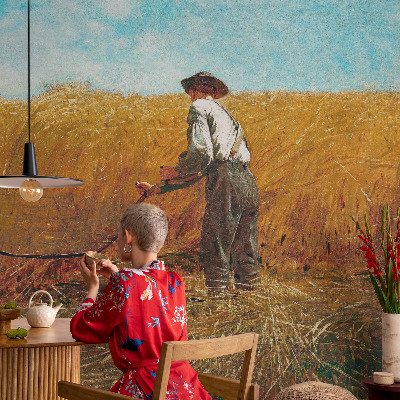 Fototapet barn med motiv av en skörd i solsken