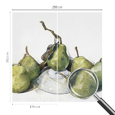 3D fototapet med akvarellmotiv föreställande päron