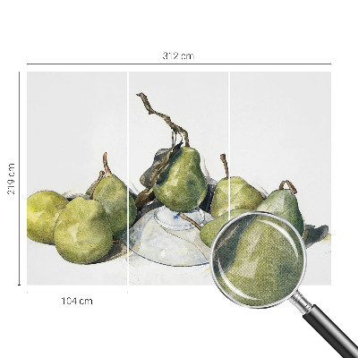 3D fototapet med akvarellmotiv föreställande päron