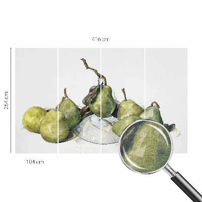 3D fototapet med akvarellmotiv föreställande päron
