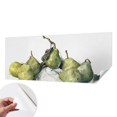 3D fototapet med akvarellmotiv föreställande päron