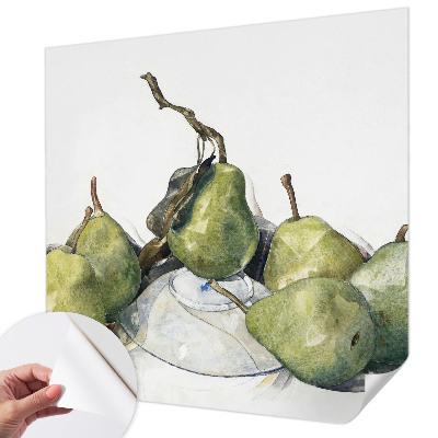 3D fototapet med akvarellmotiv föreställande päron