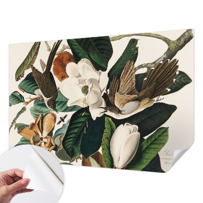 Fototapet barnrum med motiv av fåglar och magnolior
