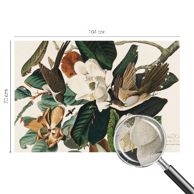 Fototapet barnrum med motiv av fåglar och magnolior