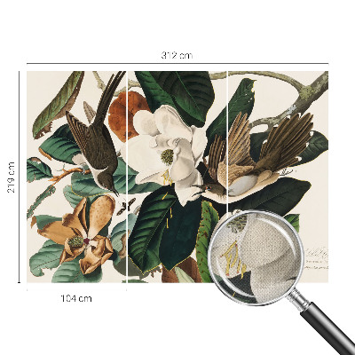 Fototapet barnrum med motiv av fåglar och magnolior