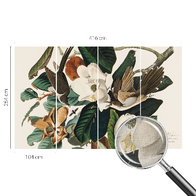 Fototapet barnrum med motiv av fåglar och magnolior