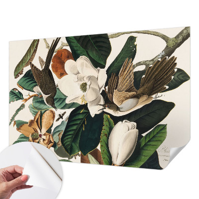Fototapet barnrum med motiv av fåglar och magnolior