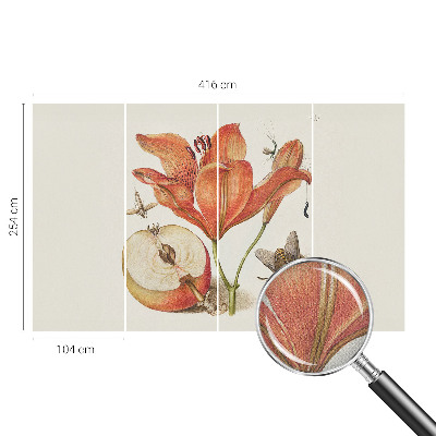 Självhäftande fototapet med botanisk illustration