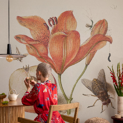 Självhäftande fototapet med botanisk illustration