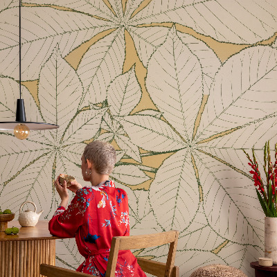 Fototapet barnrum med motiv av kastanjeblad