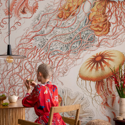 Fototapet för barn med en stilren illustration av en manet