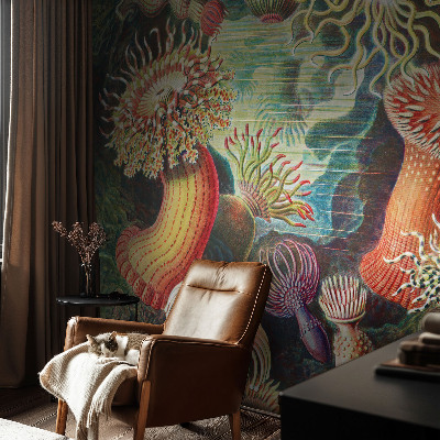 Peel and stick fototapet med motiv av anemoner i dekorativ stil