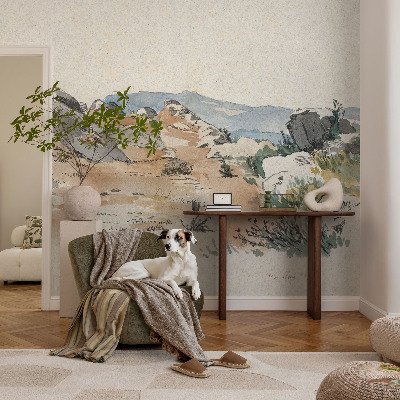 Fototapet barnrum med motiv av stenlandskap