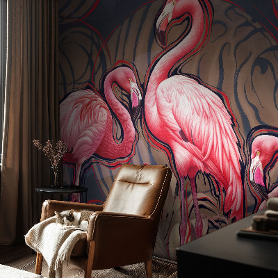 Fototapet för barn med rosa flamingor