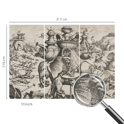 3D fototapet En grotesk strid