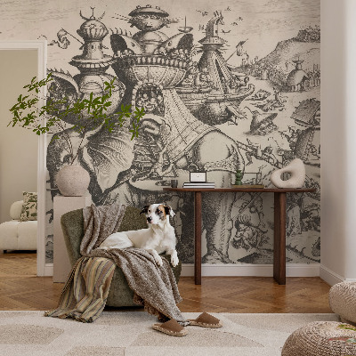 3D fototapet En grotesk strid